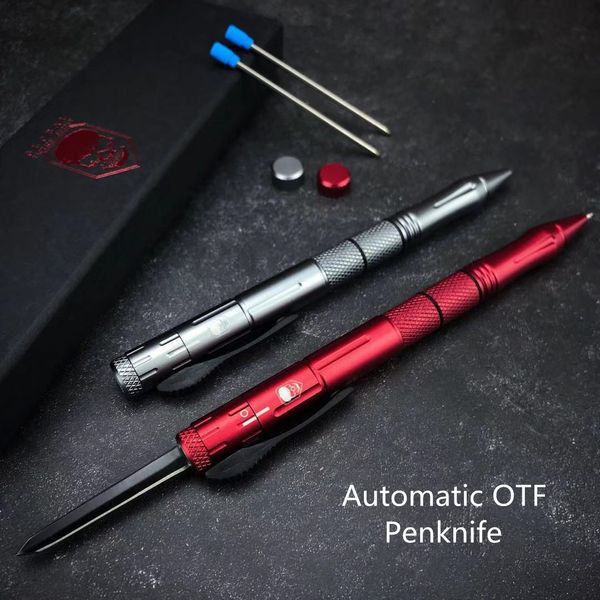 Automatic defense penknife CIA office camouflage pen EDC pocket knives Self-defense tool Men's and women's gift