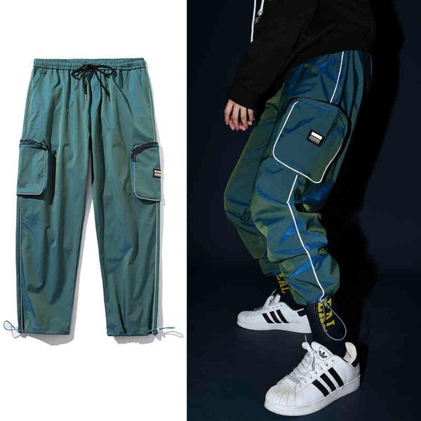 

men's pants casual cargo trousers fashion hip hop streetwear ankle length male od9h, Black