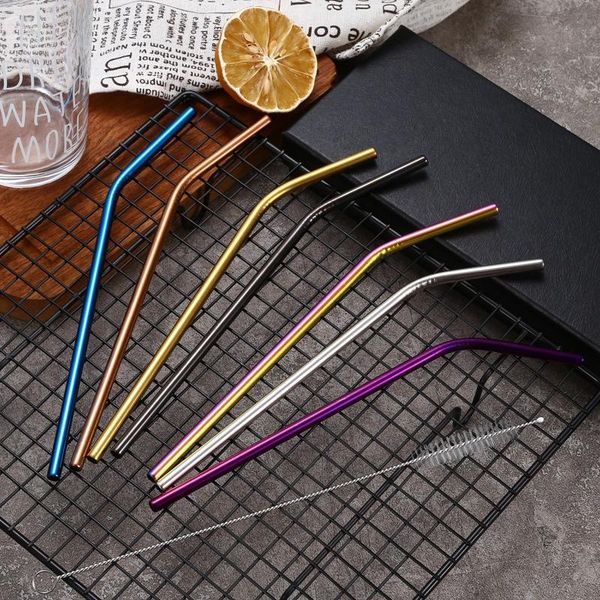 

drinking straws 304 stainless steel color straight straw bend coffee milk tea