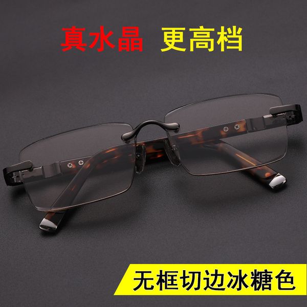 

75% off outlet store online natural ice sugar stone donghai crystal sun high definition sunglasses flat lenses, White;black