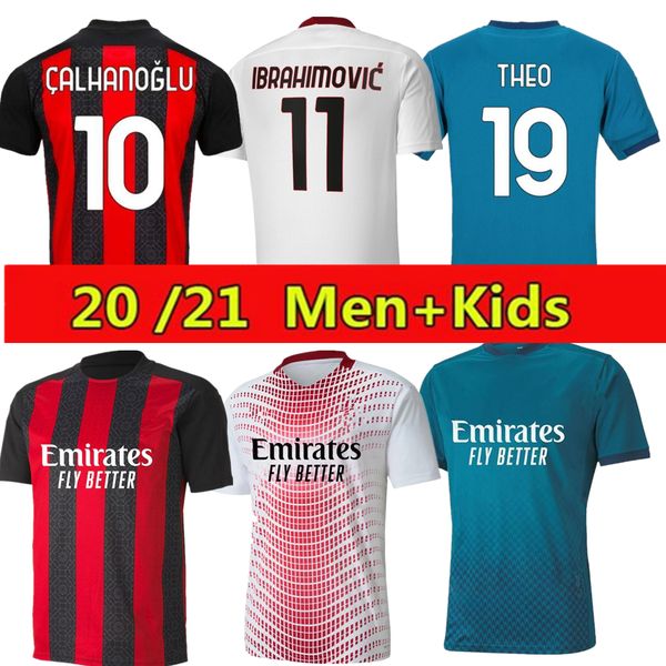 

ac milan 20 21 soccer jersey ibrahimovic paqueta bennacer romagnoli calhanoglu 2021 football shirt tonali rebic maillot men + kids kit, Black;yellow