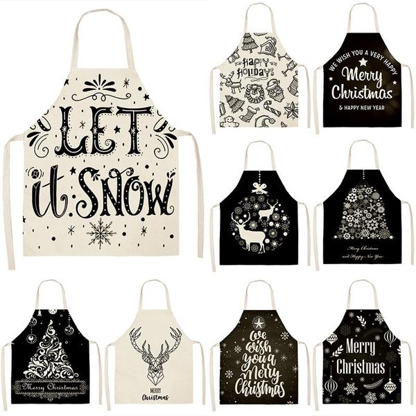 

aprons christmas black deer pattern kitchen apron women master for child