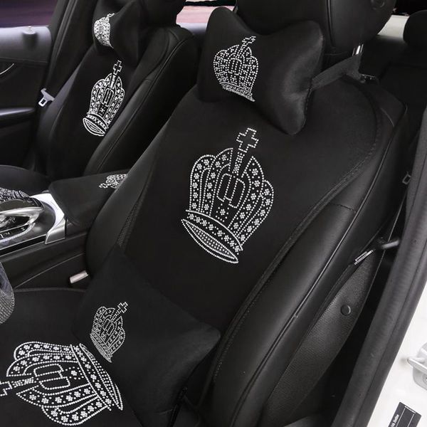 

seat cushions diamond crown car headrest pillow rhinestone neck back support summer cushion lady girl gift accessories