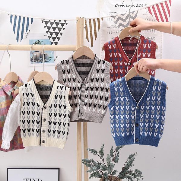 

waistcoat 2021 spring children's baby boys and girls letters vests korean cardigan sweater vest toddler knitted jackets, Camo