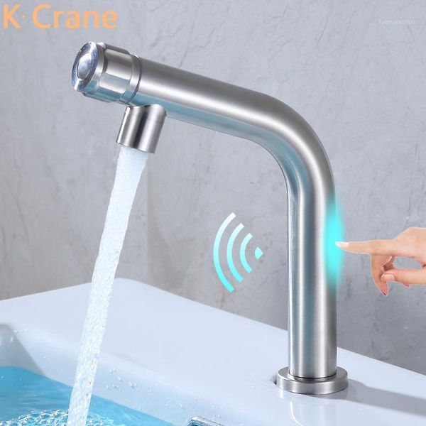 

touch tap bathroom smart sensor faucets deck mounted single cold basin torneira stainless steel sink griferia para lavamanos1