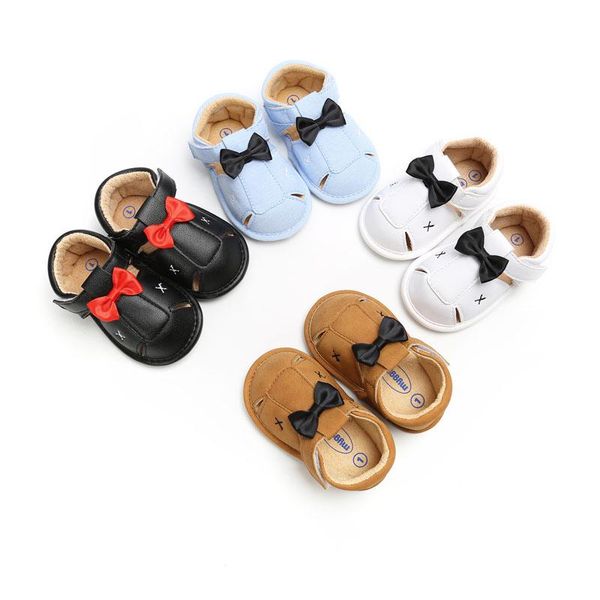 

summer 0-1 year old baby boys sandals bow tie gentleman shoes rubber sole romirus toddler sandal boy, Black;red