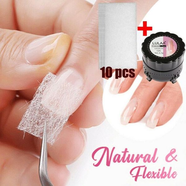 

nail art kits 1 bottle gel 10 pieces of non woven silk fiberglass tip extension fiber kit beauty makeup tool tslm1