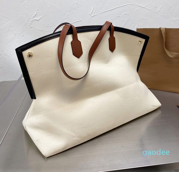 

designer- canvas tote bag women handbag large capacity shoulder shopping bags graphic two-tone leather interior pockets open handbags2