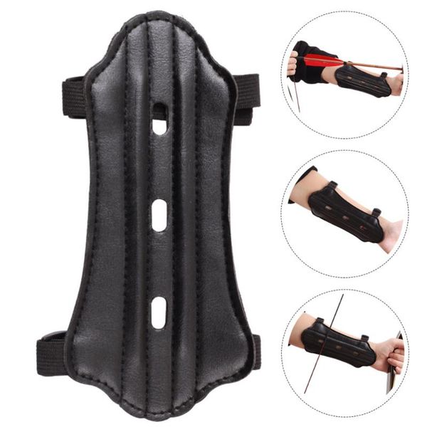 

elbow & knee pads 1 pair of archery arm guard children leather forearm protector accessory, Black;gray
