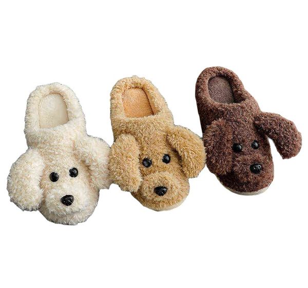 

cotton slippers female autumn winter cute cartoon plush home warm and non slip outside the student dormitory, Black
