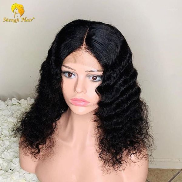 

curly full lace wig glueless human hair brazilian remy for black women pre plucked with baby shengji1, Black;brown