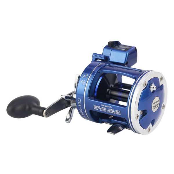

high strength aluminum drum reel fishing line counter trolling reels depth finder meter baitcasting