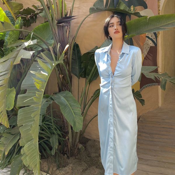 

dress Korean style sexyv-neck singl button mid-dress plissado a line dressed q396, Black;gray