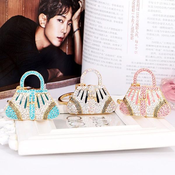 

keychains creative mini bag full of crystal alloy keychain exquisite automobile hanging ornament ornaments holiday souvenirs, Silver
