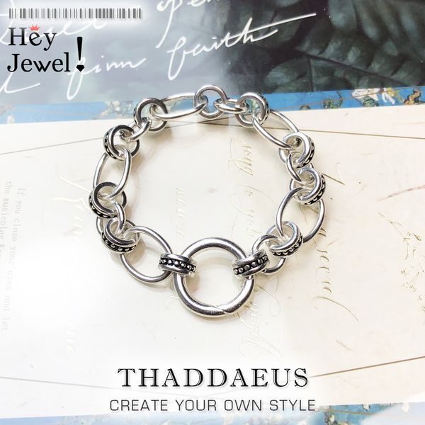 

bracelets black dot heart link chain 925 sterling silver fashion jewelry for men link trendy rebel gift europe style bracelet, Golden;silver