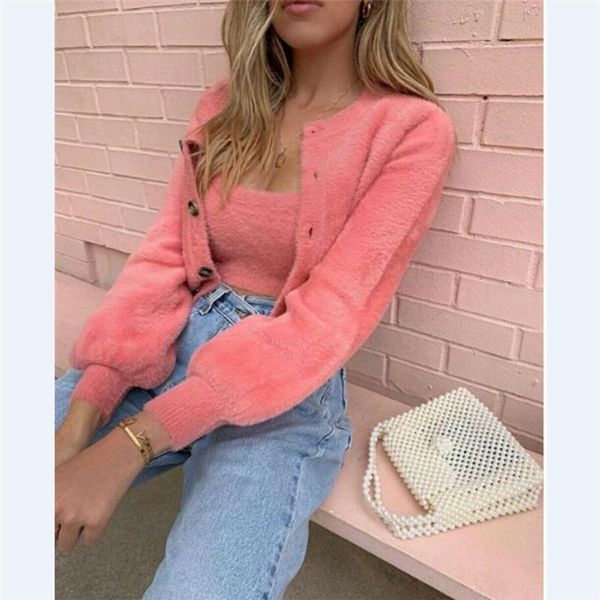 

plus size long sleeve women sweater knitted fluffy cardigan solid coat jacket, White;black