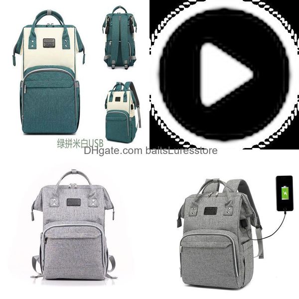 

backpack outdoor bags mens womens baitsluresstore fashion tide people usb mummy bag mti-function large capacity mother baby oxford cl jllauz