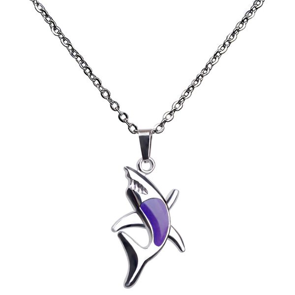 

fashion cartoon shark mood necklace change color necklaces 12pcs/lot, Silver