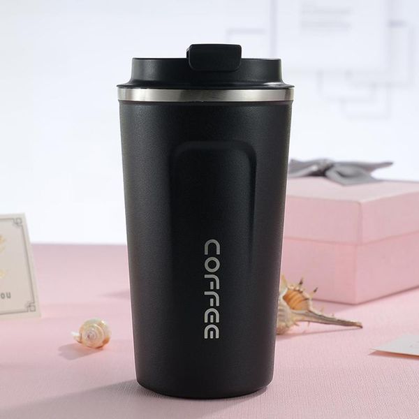 

380ml double walled vacuum insulation reusable stainless steel insulated coffee cup travel mug leakproof lid non-slip case water bottles