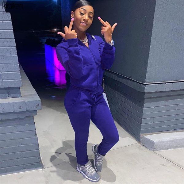 

tracksuits autumn zipper hoodie and trousers two piece set women solid casual high street office lady simple loose female outfit, Gray