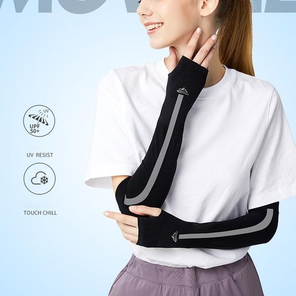 

men and women ice silk fabric running arm sleeve cycling sleeves summer camping warmers basketball sports safety gear elbow & knee pads, Black;gray