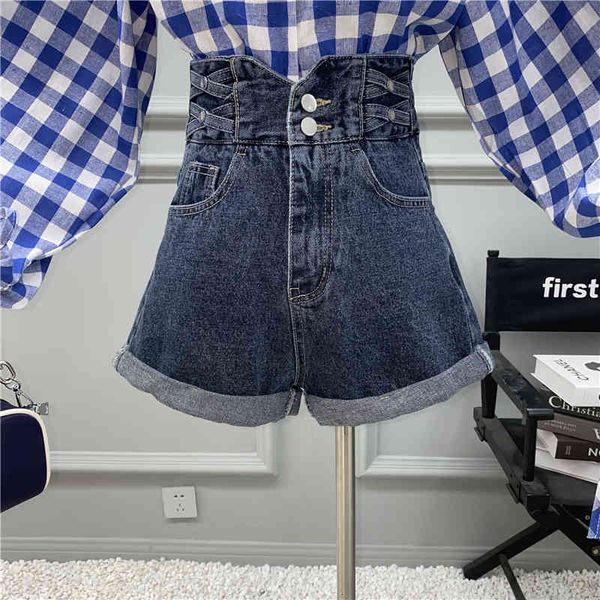 

pant nicho design waist-to-waist wide legged shorts with double-design loose cross and thin joker sheath jeans, White
