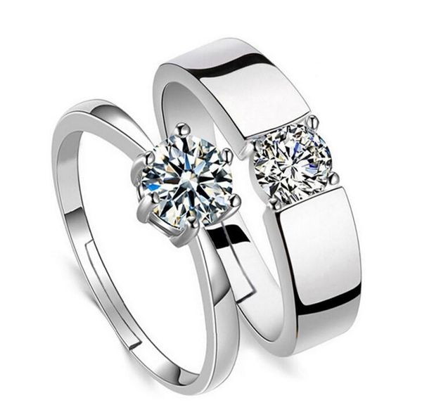 

wedding rings classic lovers' zircon cz silver color for men women valentine's day present, Slivery;golden
