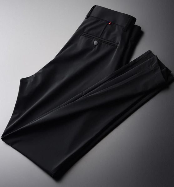 

men's pants summer men suit hight quality silky cool fabric thin man trousers long plus size 4xl fashion black casual