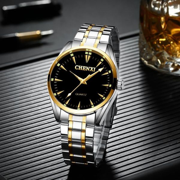 

wristwatches arrival hardlex stainless steel quartz brand watch chenxi clock mens wrist analog water resistant fashion wristwatch, Slivery;brown