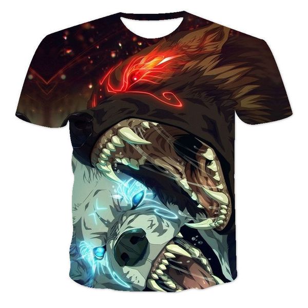 

2021 oumi t-shirt fashion cool animal wolf 3d printing boys and girls casual short sve sports 3d t-shirtyulx, White;black