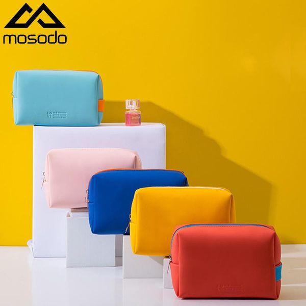 

mosodo make up bag solid color portable storage waterproof pu wash colorful multifunctional cosmetic mini wallet bags & cases