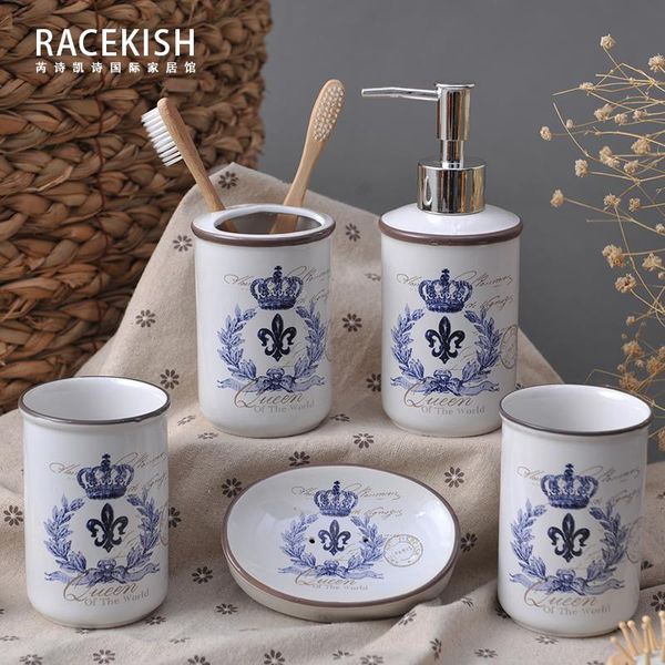 

bath accessory set ceramic bathroom, wash set, tooth brush cup, lovers mouthwash nordic simple bathroom five sets