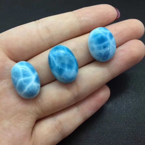 

1.75cts natural sky blue larimar oval dominican republic loose gemstone h1015, Black