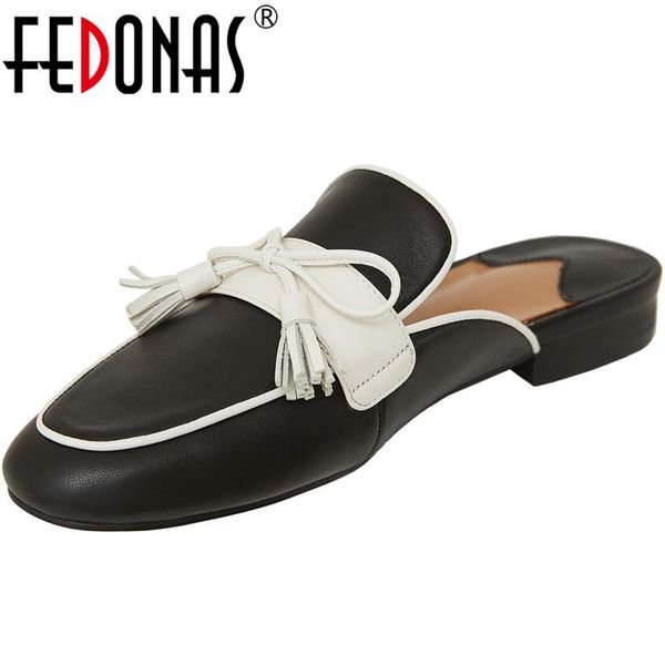 

sandals fedonas brand design women cow leather prom thick heeled 2021 spring summer butterfly knot fashion shoes woman, Black