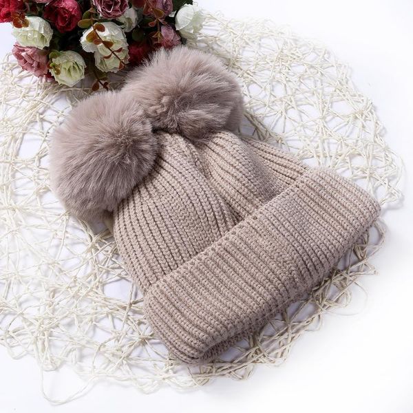 

caps & hats winter warm knitted baby girl's hat khicker fall children born beanie cap bonnet casquette kids stuff double pompom, Yellow