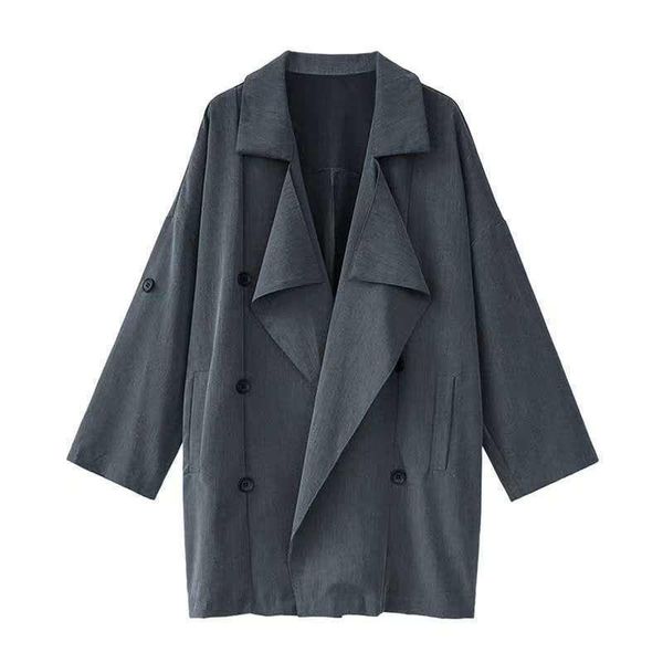 

women's trench coats coat for women autumn skirt 2021 korean lazy wind loose medium windbreaker feminine temperament thin casacos, Tan;black