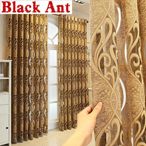 

curtain & drapes golden luxurious geometric tulle for living room sheer embossed embroidery bedroom bay window x-jd963#20
