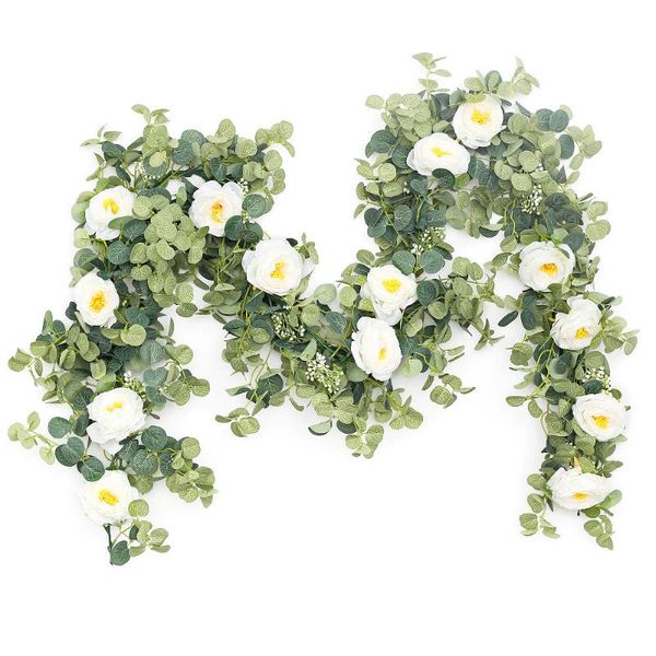 

decorative flowers & wreaths 1.8m artificial plants fake eucalyptus vine garland hanging for wedding home office party garden craft art deco