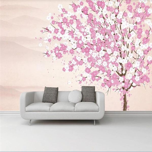 

wallpapers xue su large custom mural wallpaper chinese modern hand-painted peach blossom landscape decorative painting background wall