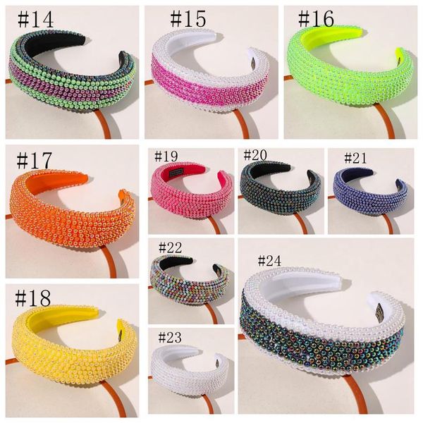 

full crystal headbands diamond padded designer headband bling rhinestone women head hoop luxurious hairband girls hair accessories, Slivery;white