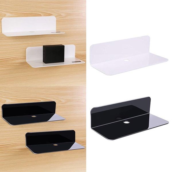 

hooks & rails wall mounted shelf acrylic display shelves clock speaker organizer stand floating storage rack for living room bedroom bathroo