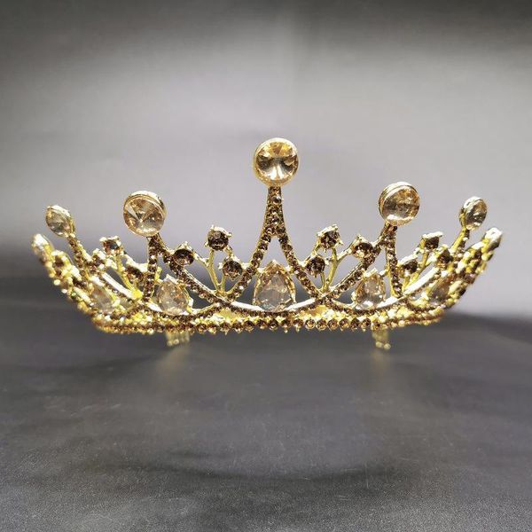 

hair clips & barrettes bridal gold color crown baroque vintage tiara wedding dress accessories female adult, Golden;silver