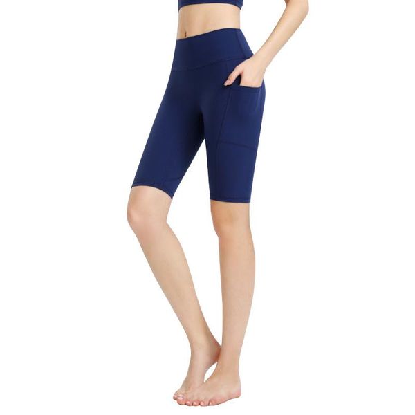 

tight-fitting hip-lifting yoga five-point pants women's pocket quick-drying sports shorts solid color riding gym clothes 2021 outfit