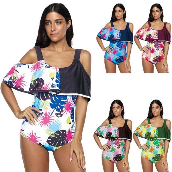 

one-piece suits 2021 swimwear women bikinis sets one piece swimsuit ruffle plus size push up bathing suit beachwear spa summer s-5xl