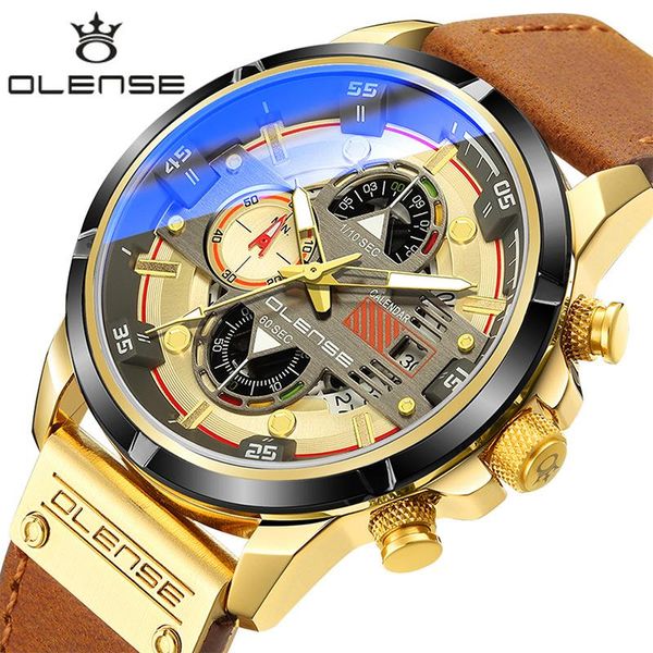 

wristwatches fashion men's quartz watch luxury waterproof men sports watches leather chronograph analog relogio masculino, Slivery;brown