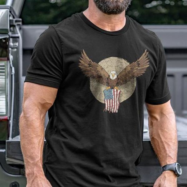 

Brown Eagle Pattern Men's 3D Printing T-shirt Graphic Optical Illusion Short Sleeve Party Top Street Punk Goth Crew Neck Summer 100% Cotton, White;black