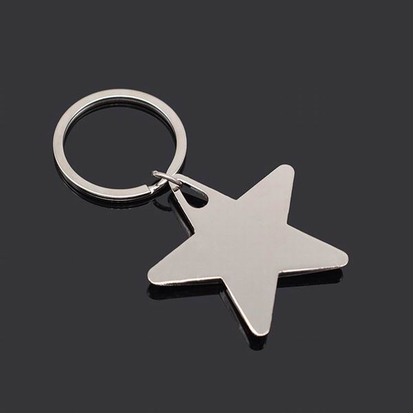 

car keychain glossy five-pointed star keychain metal key ring key chain keyring creative key holder auto accessories, Slivery;golden