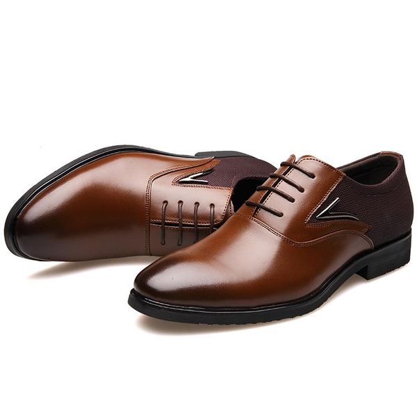 

dress shoes men formal lace up young man breathable business office flat oxfords for wedding party, Black