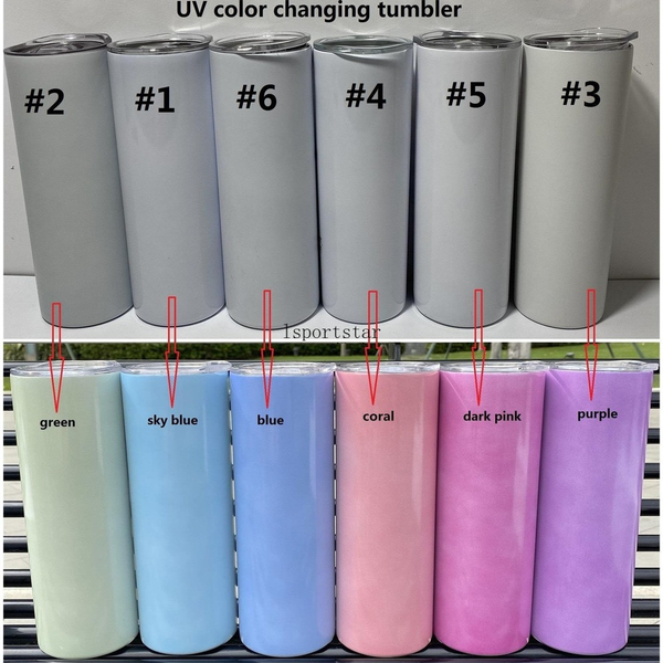 

sublimation tumbler straight tumblers stainless steel cup uv color changing tumbler glow in the sun double wall with lids and straw fy4197