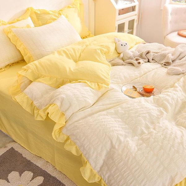 

bedding sets korean princess style bed sheet quilt cover 4pcs spring and autumn nordic ins  size comforter